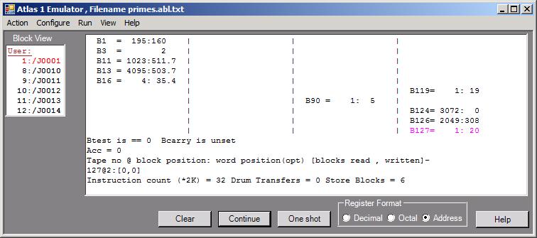 Atlas emulator main window