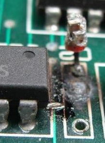 damaged PCB