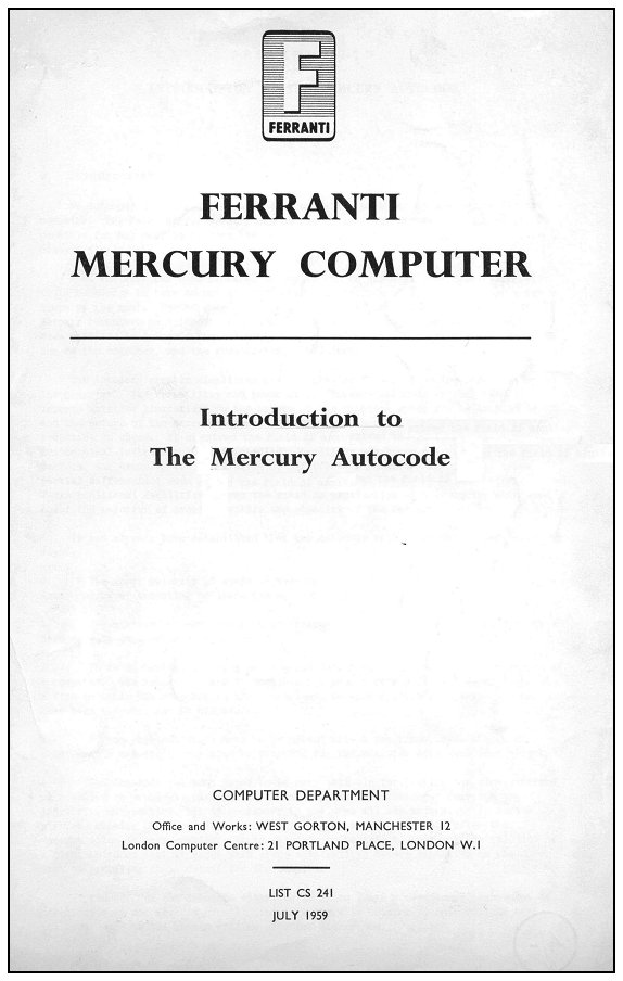 Cover of Autocode manual